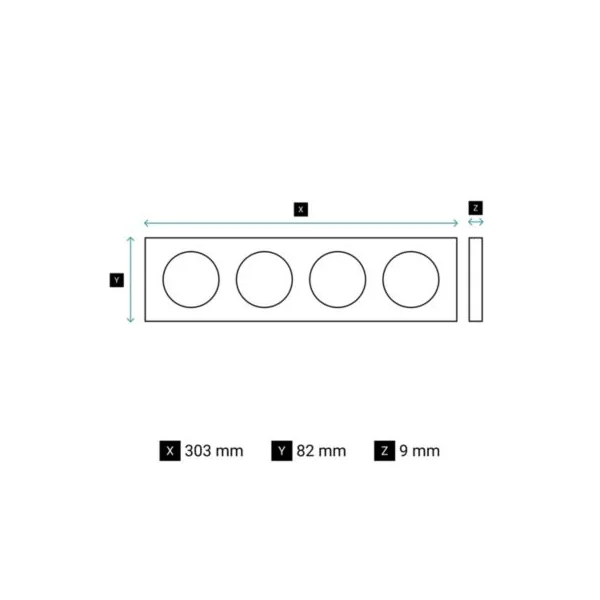 Plaque de finition 4 postes Legrand Céliane CP0124 coloris noir mat l.303 x P.9 x H.82 mm