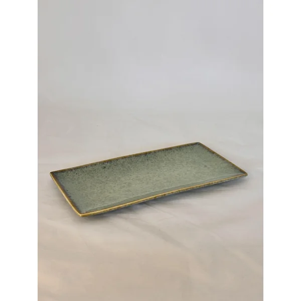 PLAT VERT PORCELAINE EMAIL REACTIF D.25.5X13CM