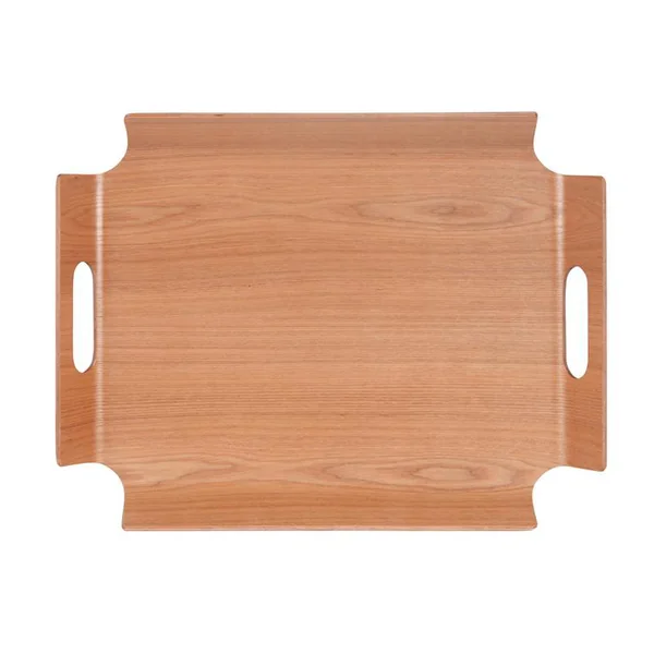 Plateau "no angle" coloris marron en bois de bambou - 44 x 33 cm