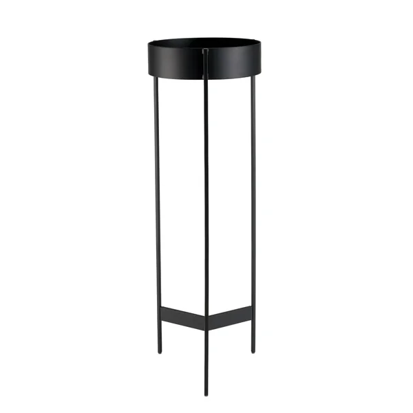 Porte-plante rond bois noir et métal 90 cm CORUMBA