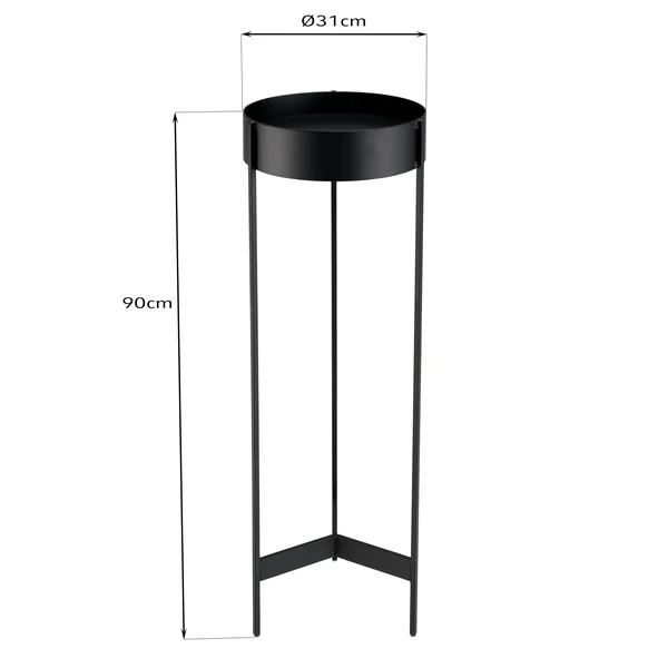 Porte-plante rond bois noir et métal 90 cm CORUMBA