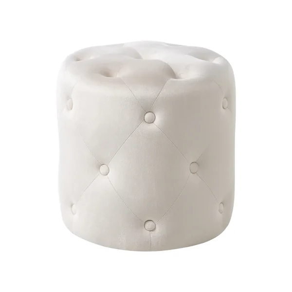 Pouf COROLLA Samtstoff Cremeweiß