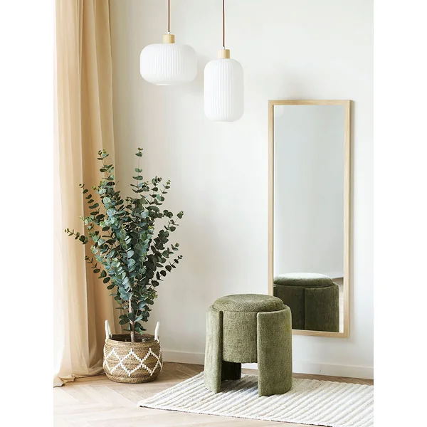 Pouf en tissu chenille vert - Waldo