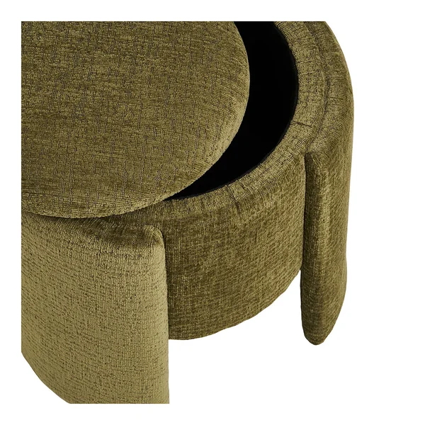 Pouf en tissu chenille vert - Waldo