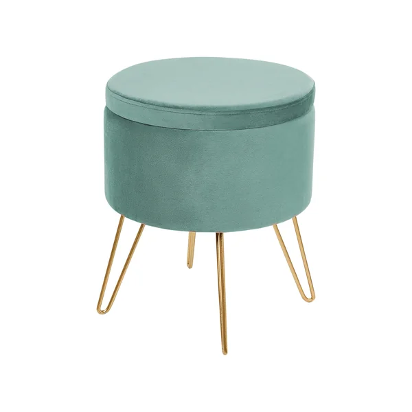 Pouf mit Stauraum SILAS Samtstoff Mintgrün