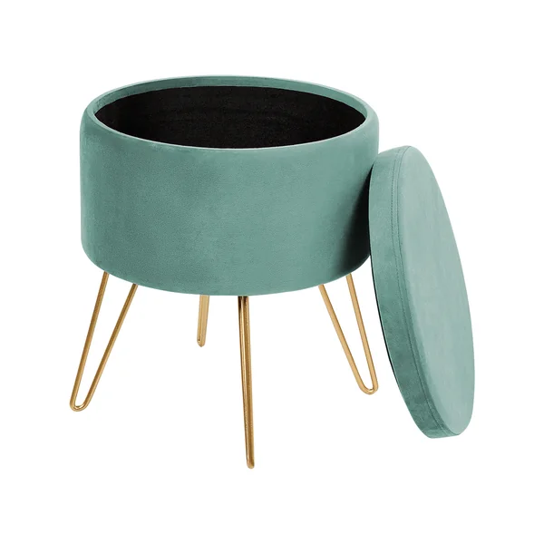 Pouf mit Stauraum SILAS Samtstoff Mintgrün