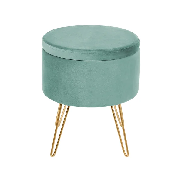 Pouf mit Stauraum SILAS Samtstoff Mintgrün