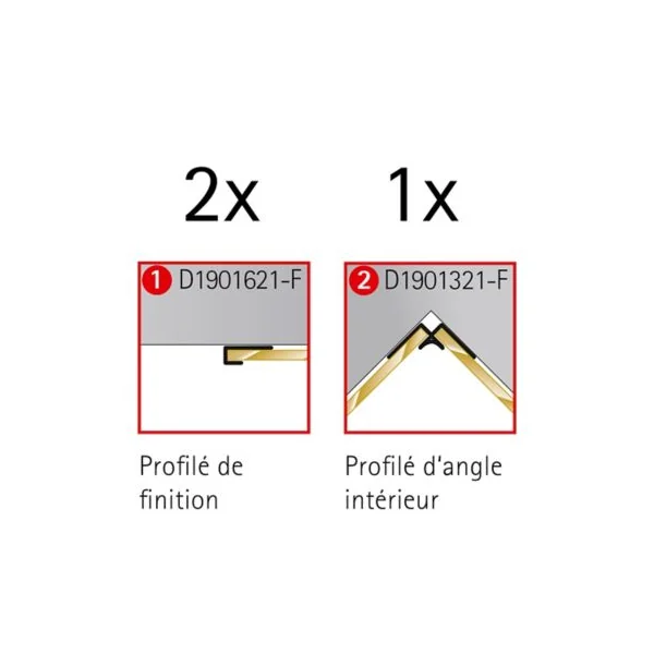 Profilé de finition + 1 profilé d'angle intérieur pour Panneau mural Schulte Décodesign, aspect chromé vendu par 2