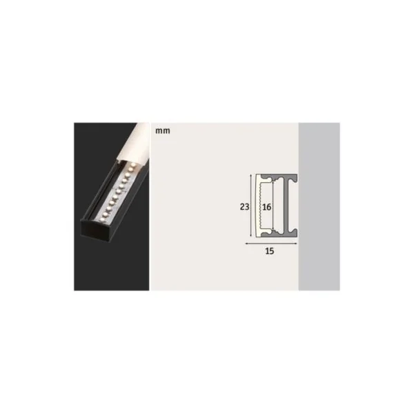 Profilé de strip LED Square IP20 noir et blanc Paulmann L.100 x H.15 x P.23cm