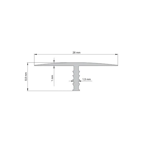 Profilé de transition intérieur Diall droit aluminium effet chromé poli L.2,5m x l.2,6cm x ep.11mm