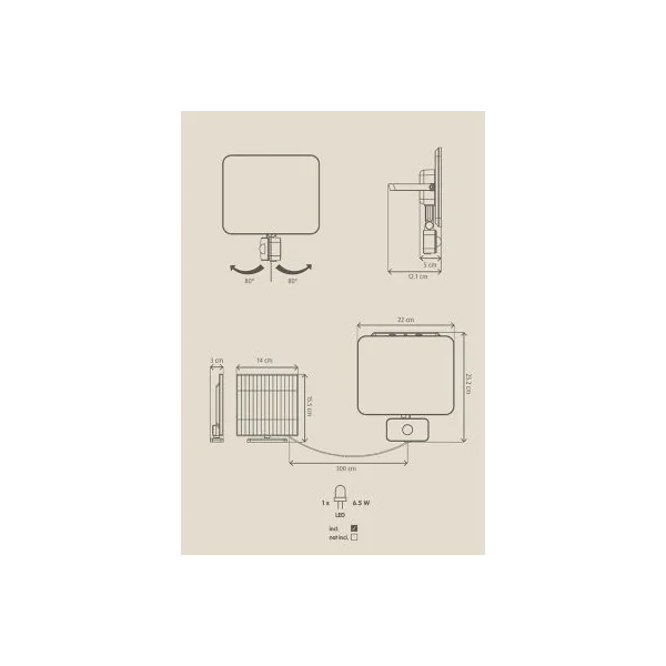 Projecteur LED intégrée à énergie solaire Attie IP44 24W 650 lm Blanc neutre H.25.2 cm L.22 cm Blooma Noir