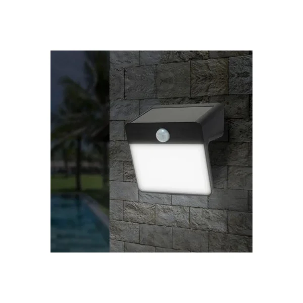 Projecteur à détection solaire Summerside LED intégrée 150lm 2.6W IP44 GoodHome noir