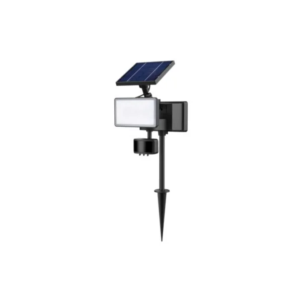 Projecteur à piquer solaire LED extérieur noir 6 W 500 lm détecteur intégré IP65, GoodHome Davern