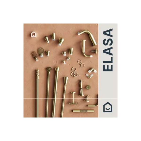 Raccord coudé pour tringle à rideau Elasa effet laiton doré Ø19mm GoodHome