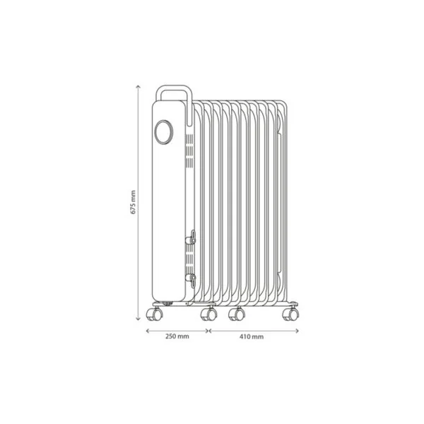 Radiateur à bain d'huile 2500 W, pour 25 m²,vert et blanc, l.41 x P.25 x H.67,5 cm, GoodHome Matouba
