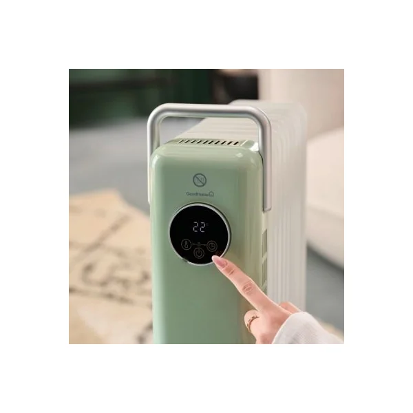 Radiateur à bain d'huile 2500 W, pour 25 m²,vert et blanc, l.41 x P.25 x H.67,5 cm, GoodHome Matouba