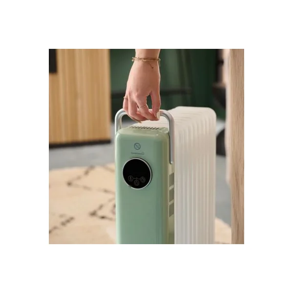 Radiateur à bain d'huile 2500 W, pour 25 m²,vert et blanc, l.41 x P.25 x H.67,5 cm, GoodHome Matouba