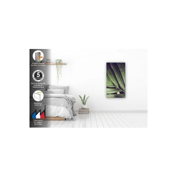Radiateur électrique à rayonnement 1250W avec soufflerie, verre design Feuille de Palmier - Ilo Fanmix