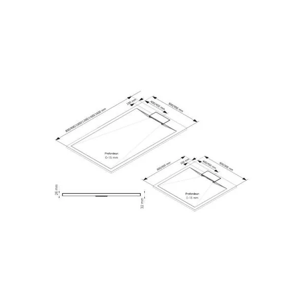 Receveur de douche 80 x 120 cm, effet pierre anthracite, Schulte