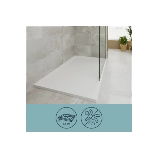 Receveur de douche 90 x 120 cm, résine, blanc, GoodHome Luiro
