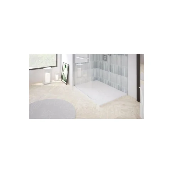 Receveur de douche 90x160 cm extra plat, résine et minéral, marbre blanc, Ayor Bathroom Nola