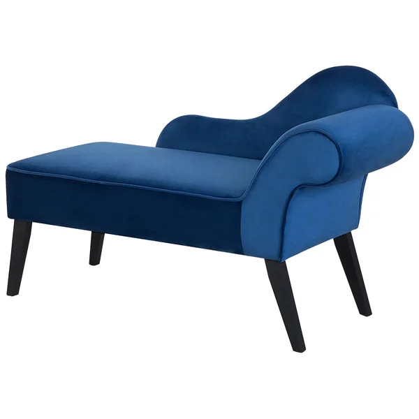 Rechtsseitige Chaiselongue BIARRITZ Samtstoff Marineblau