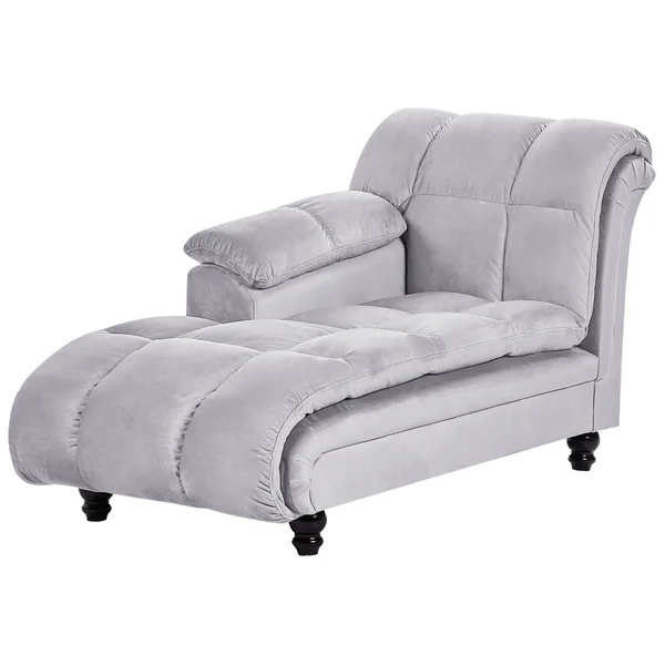 Rechtsseitige Chaiselongue LORMONT Samtstoff Hellgrau