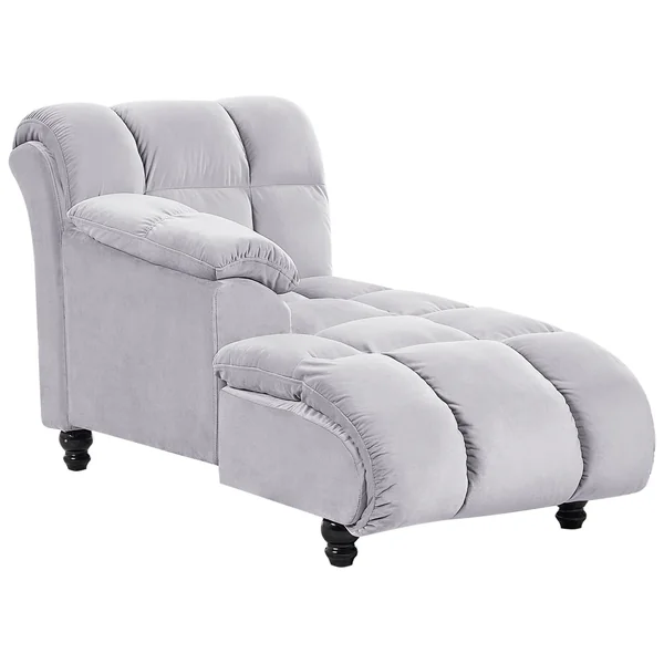 Rechtsseitige Chaiselongue LORMONT Samtstoff Hellgrau