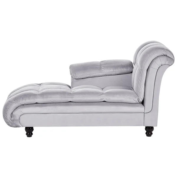 Rechtsseitige Chaiselongue LORMONT Samtstoff Hellgrau