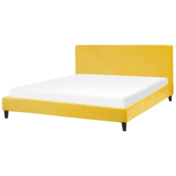 Revêtement de cadre de lit Velours FITOU 180 x 200 cm Jaune