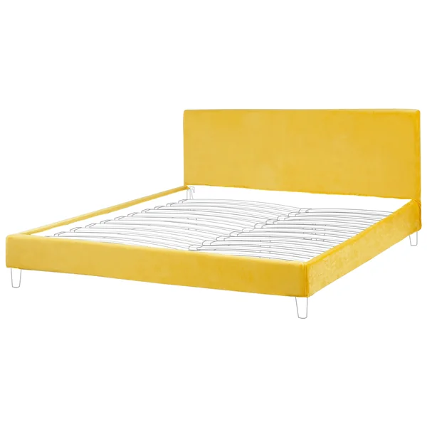 Revêtement de cadre de lit Velours FITOU 180 x 200 cm Jaune