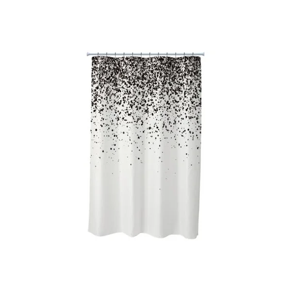 Rideau de douche, 180x200 cm, noir et blanc, Dotty