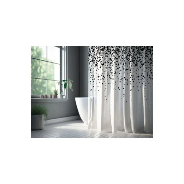 Rideau de douche, 180x200 cm, noir et blanc, Dotty