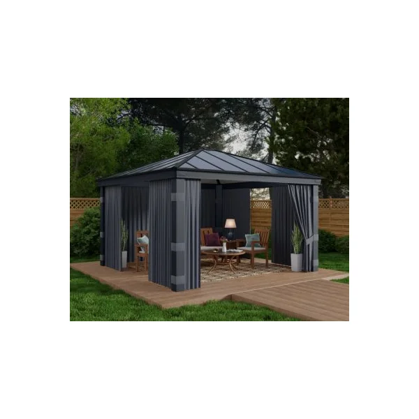 Rideau manuel gris pour pergola Dallas Canopia l.4,35 x h. 2,12 m