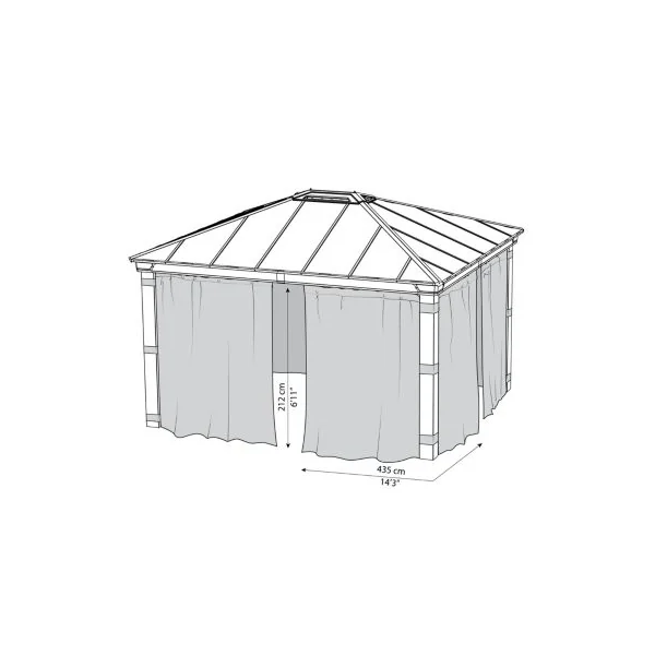 Rideau manuel gris pour pergola Dallas Canopia l.4,35 x h. 2,12 m