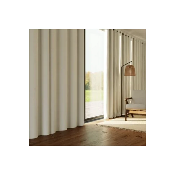 Rideau occultant thermique à œillets effet tissé Vestris bleu océan l.140 x H.260cm GoodHome