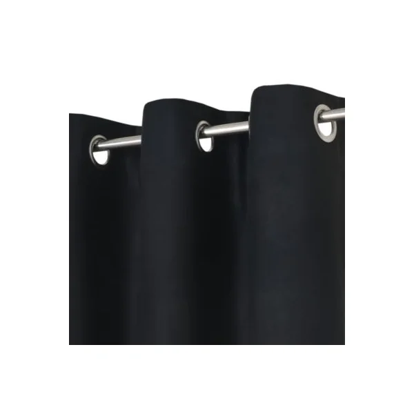 Rideau occultant à œillets effet tissé Pasig noir l.140 x H.260cm GoodHome