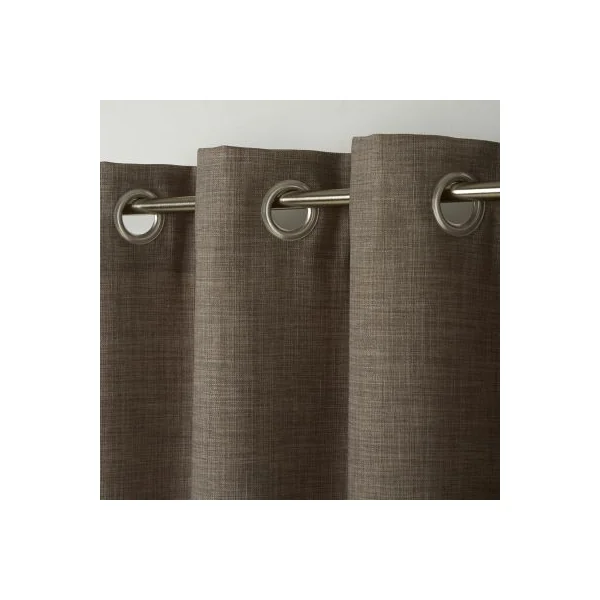 Rideau tamisant à œillets aspect lin Novan beige l.140 x H.260cm GoodHome