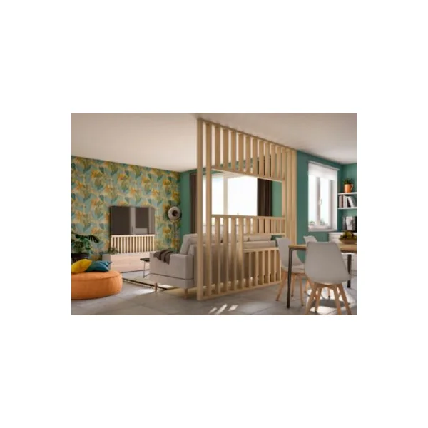 Rideau tamisant à œillets aspect lin Novan beige l.140 x H.260cm GoodHome