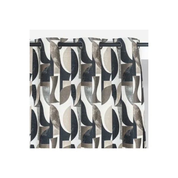 Rideau tamisant à œillets effet jacquard Janis feuillage noir l.140 X H.260cm Rocle
