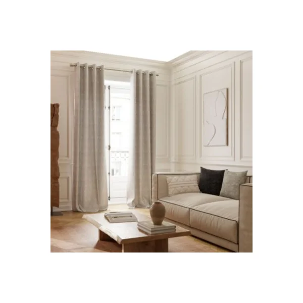 Rideau tamisant à œillets effet jacquard Waru beige l.140 x H.260cm GoodHome