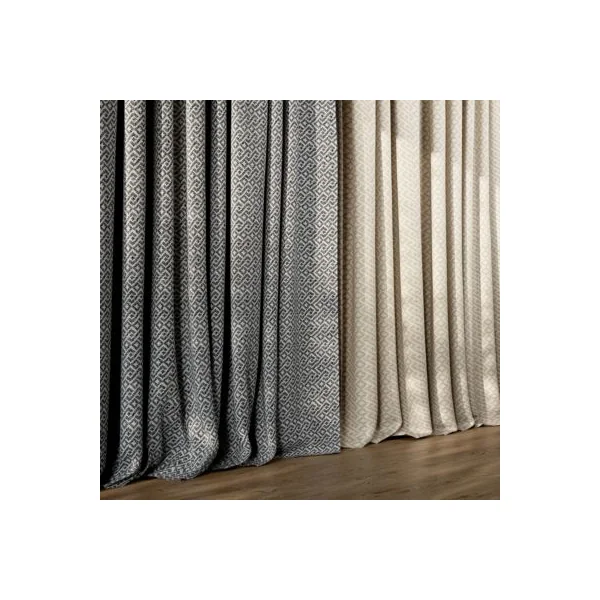 Rideau tamisant à œillets en coton effet jacquard Mafana noir et blanc l.140 x H.260cm GoodHome