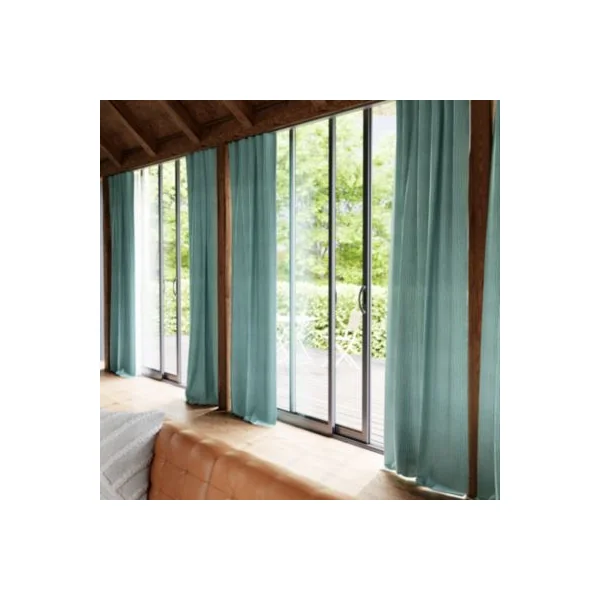Rideau tamisant à œillets uni effet froissé Castellano vert eucalyptus l.140 x H.260cm GoodHome