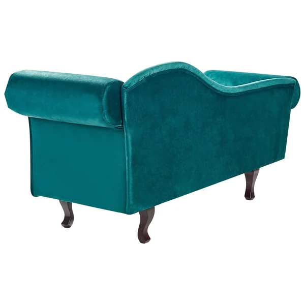 Right-Hand Chaise Lounge LATTES II Velvet Emerald Green with Cushion