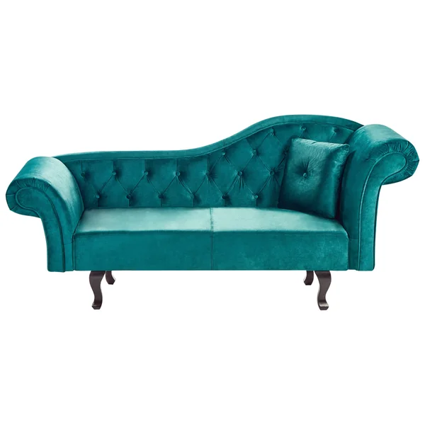 Right-Hand Chaise Lounge LATTES II Velvet Emerald Green with Cushion
