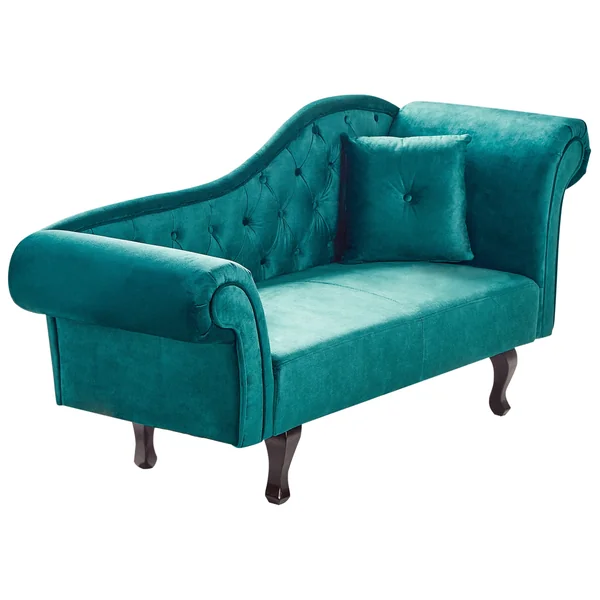 Right-Hand Chaise Lounge LATTES II Velvet Emerald Green with Cushion