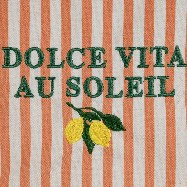 Sac isotherme en coton rayé corail et vert - Solencia