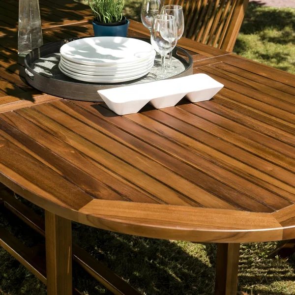 Salle à manger de jardin en teck massif table extensible MACAO