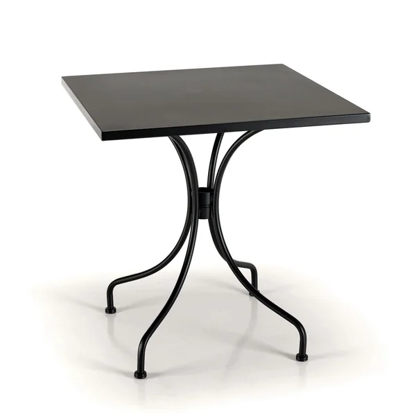 Salon de jardin 1 table carrée métal noir 70x70 cm - 2 fauteuils cordage couleur naturelle 1 coussin noir GIJON