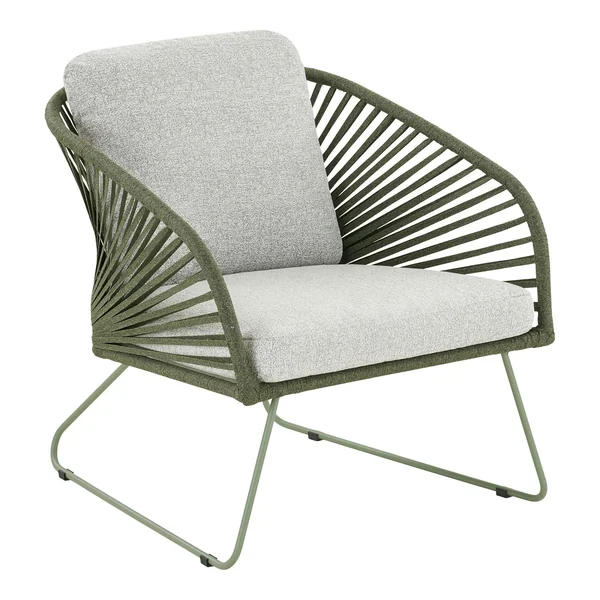 Salon de jardin 4 places avec tables basses, couleur verte MENDOZA